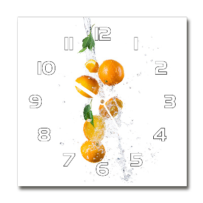 Sklenené hodiny okrúhle Pomaranče a voda