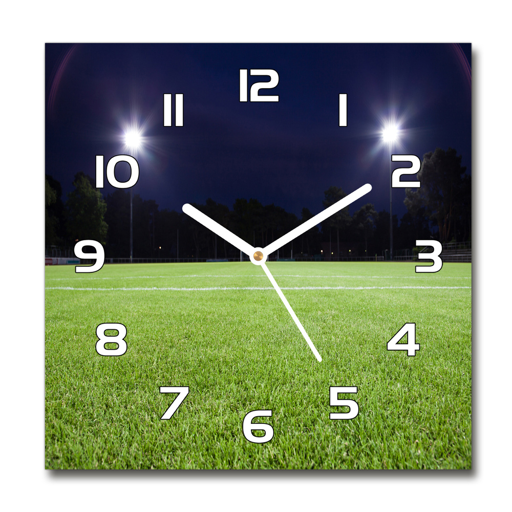 Sklenené hodiny okrúhle Futbalové ihrisko