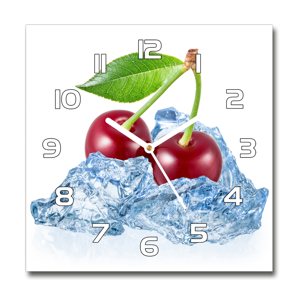 Sklenené hodiny okrúhle Višne s ľadom