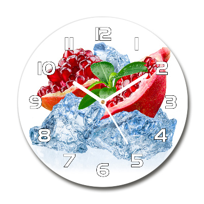 Sklenené hodiny okrúhle Granátové jablko s ľadom