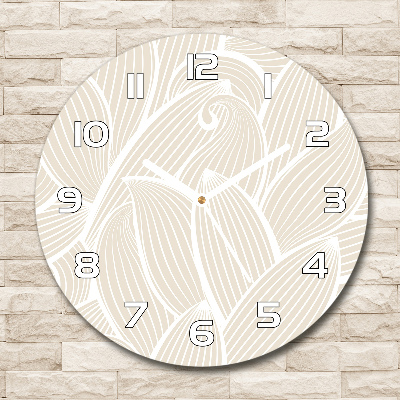 Sklenené hodiny okrúhle Listy vzor