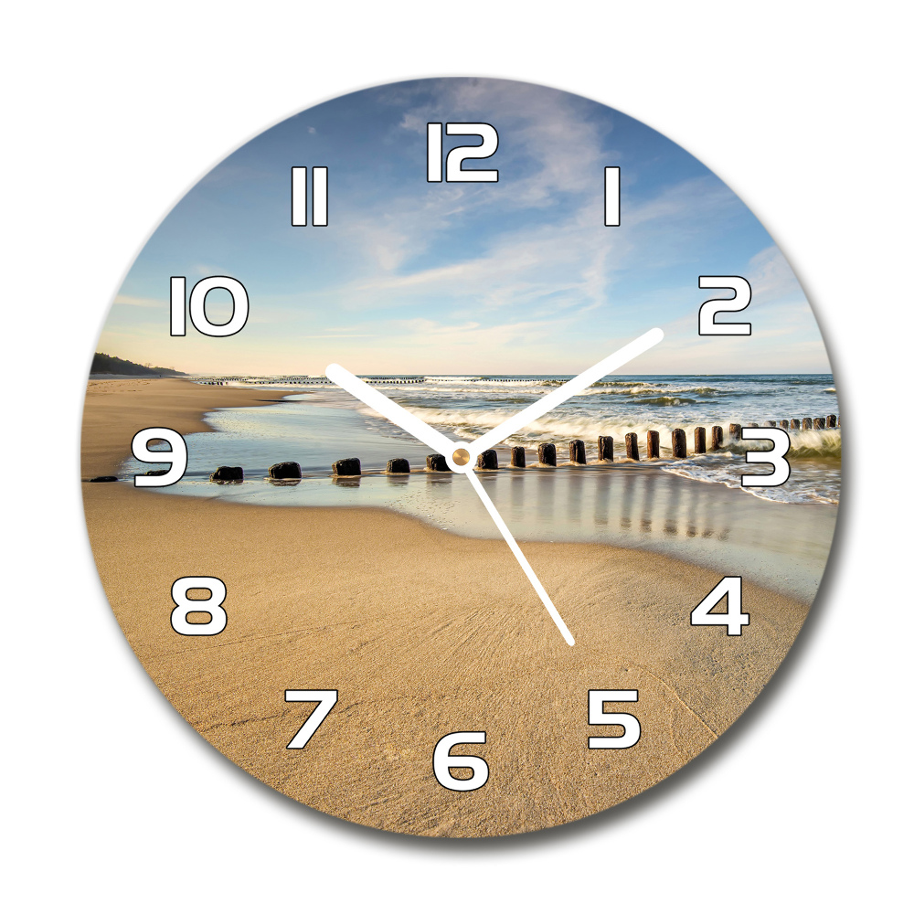 Sklenené hodiny okrúhle Pláž nad Baltom
