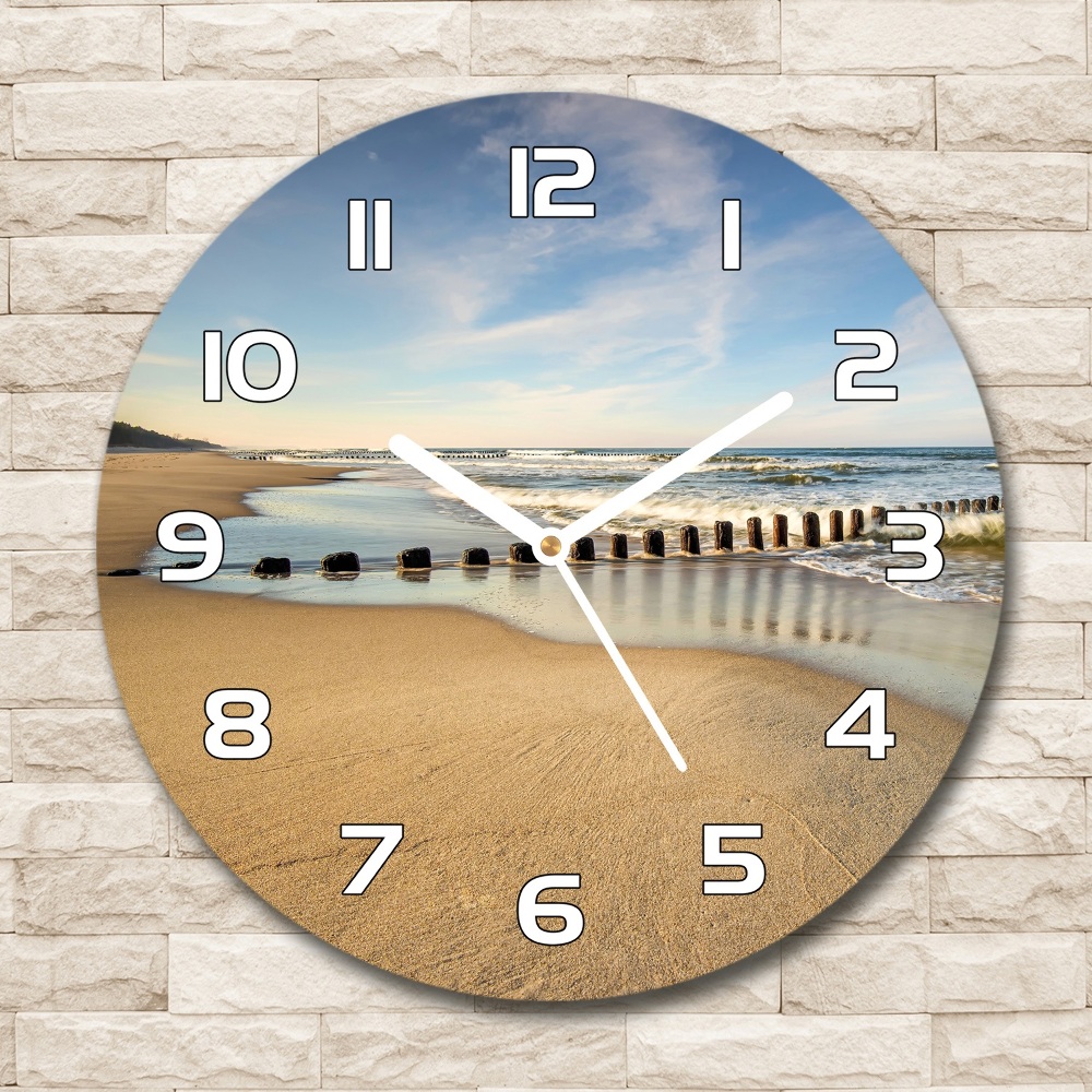 Sklenené hodiny okrúhle Pláž nad Baltom