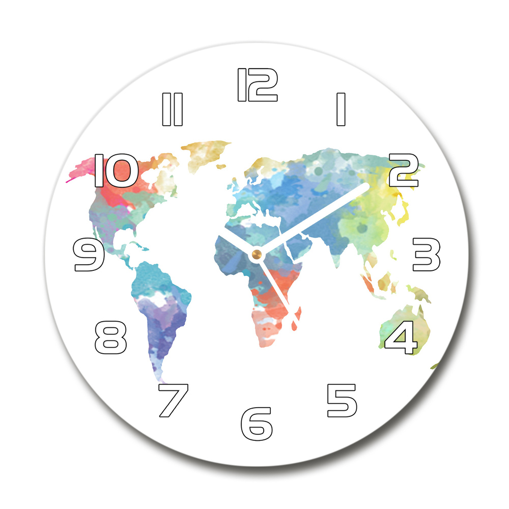 Sklenené nástenné hodiny okrúhle Mapa sveta