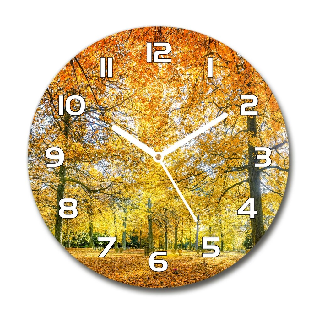Sklenené hodiny okrúhle Jesenné les