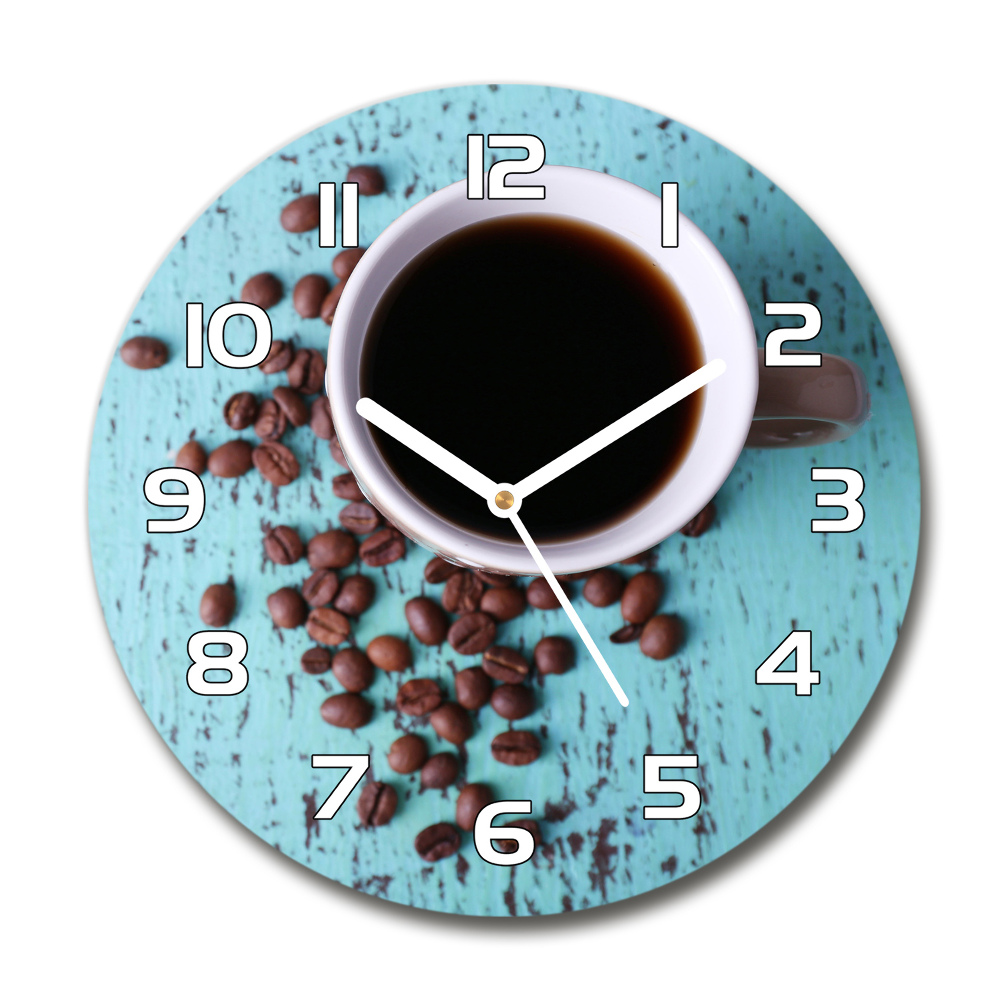 Sklenené hodiny okrúhle Čierna káva