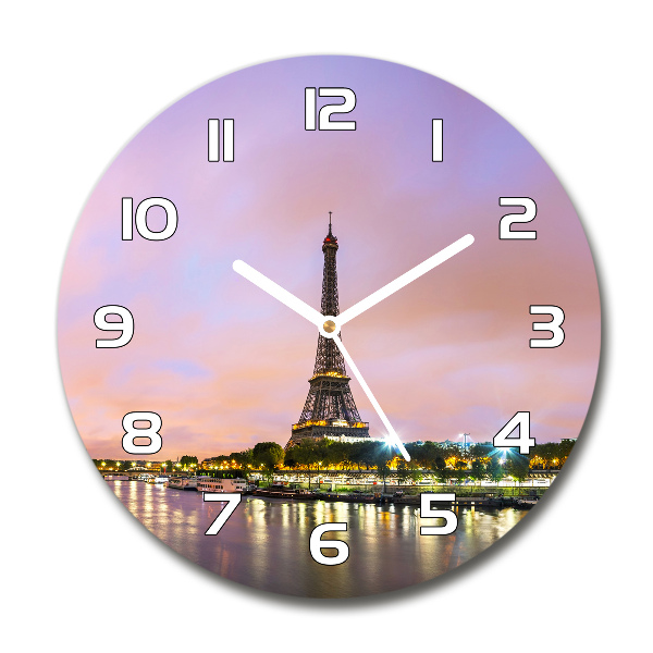 Sklenené hodiny okrúhle Eiffelova veža Paríž