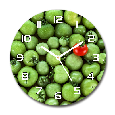 Sklenené hodiny okrúhle Zrelá paradajka