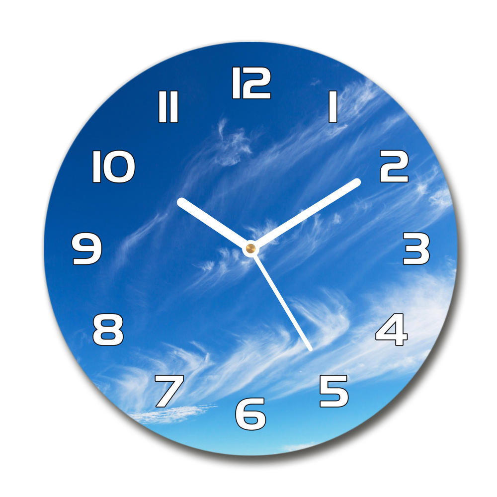 Sklenené hodiny okrúhle Modrné neba