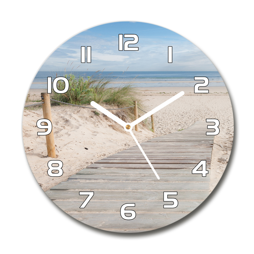 Sklenené nástenné hodiny okrúhle Pláž