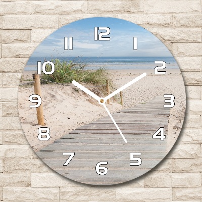Sklenené nástenné hodiny okrúhle Pláž