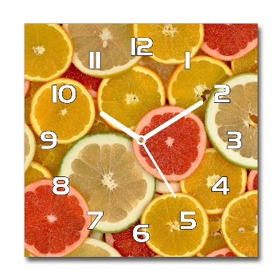 Sklenené hodiny okrúhle Citrusové ovocie