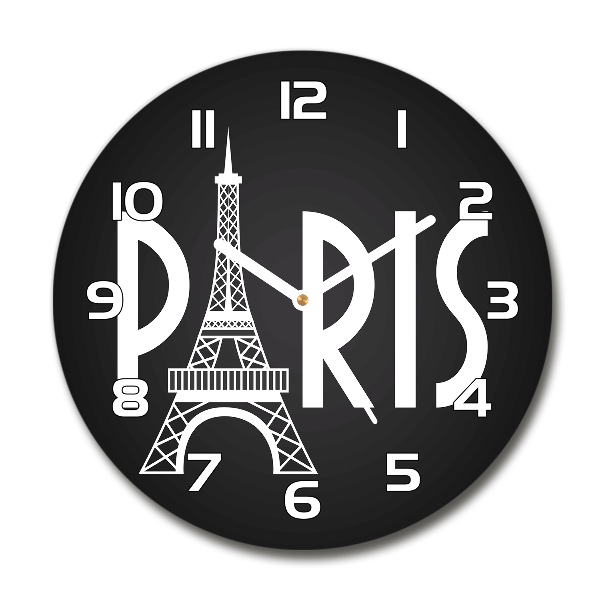 Sklenené nástenné hodiny okrúhle Paríž