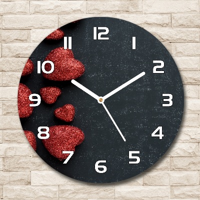 Sklenené hodiny okrúhle Srdce na tabuľu