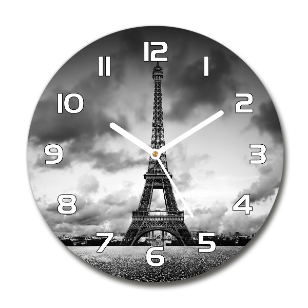 Sklenené hodiny okrúhle Eiffelova veža Paríž