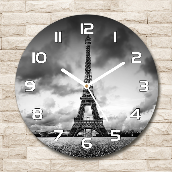 Sklenené hodiny okrúhle Eiffelova veža Paríž