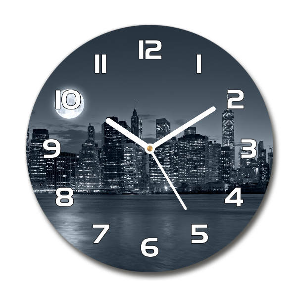Sklenené hodiny okrúhle New York noc