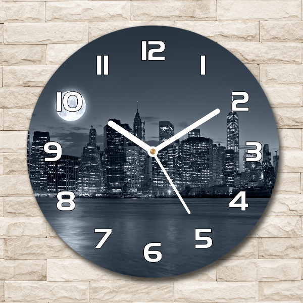 Sklenené hodiny okrúhle New York noc