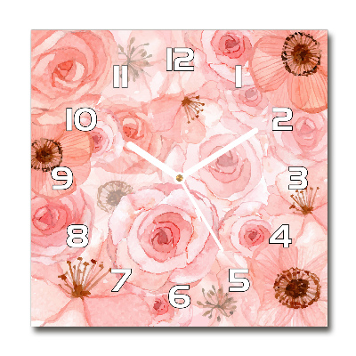 Sklenené hodiny okrúhle Kvetinový vzor