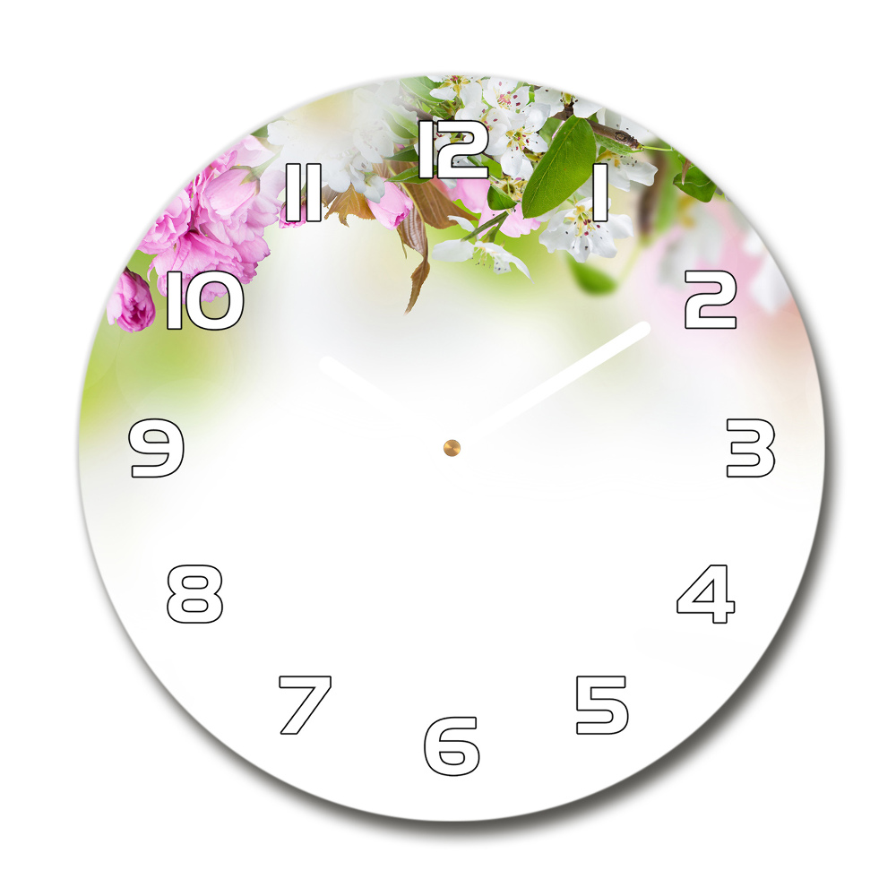 Sklenené hodiny okrúhle jarné kvety