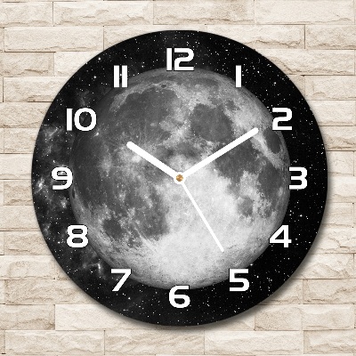 Sklenené nástenné hodiny okrúhle Mesiac
