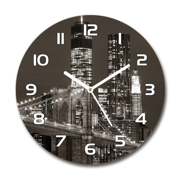 Sklenené hodiny okrúhle Manhattnu Nev York
