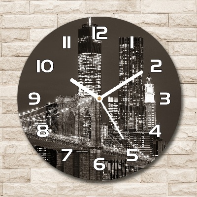 Sklenené hodiny okrúhle Manhattnu Nev York