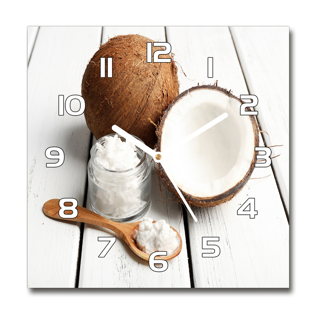 Sklenené hodiny okrúhle Kokosový olej
