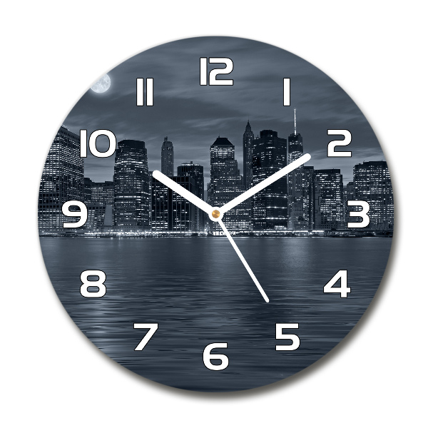 Sklenené hodiny okrúhle New York noc