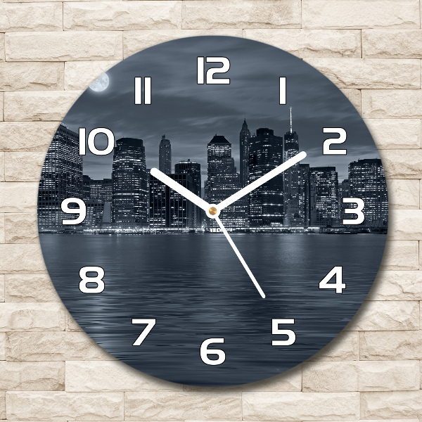 Sklenené hodiny okrúhle New York noc