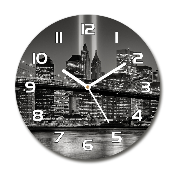 Sklenené hodiny okrúhle Manhattnu Nev York