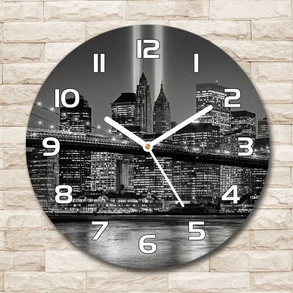 Sklenené hodiny okrúhle Manhattnu Nev York