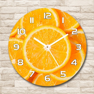Sklenené hodiny okrúhle Plátky pomarančov