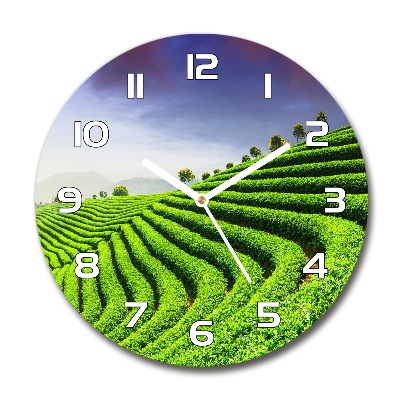 Sklenené hodiny okrúhle Plantace čaju