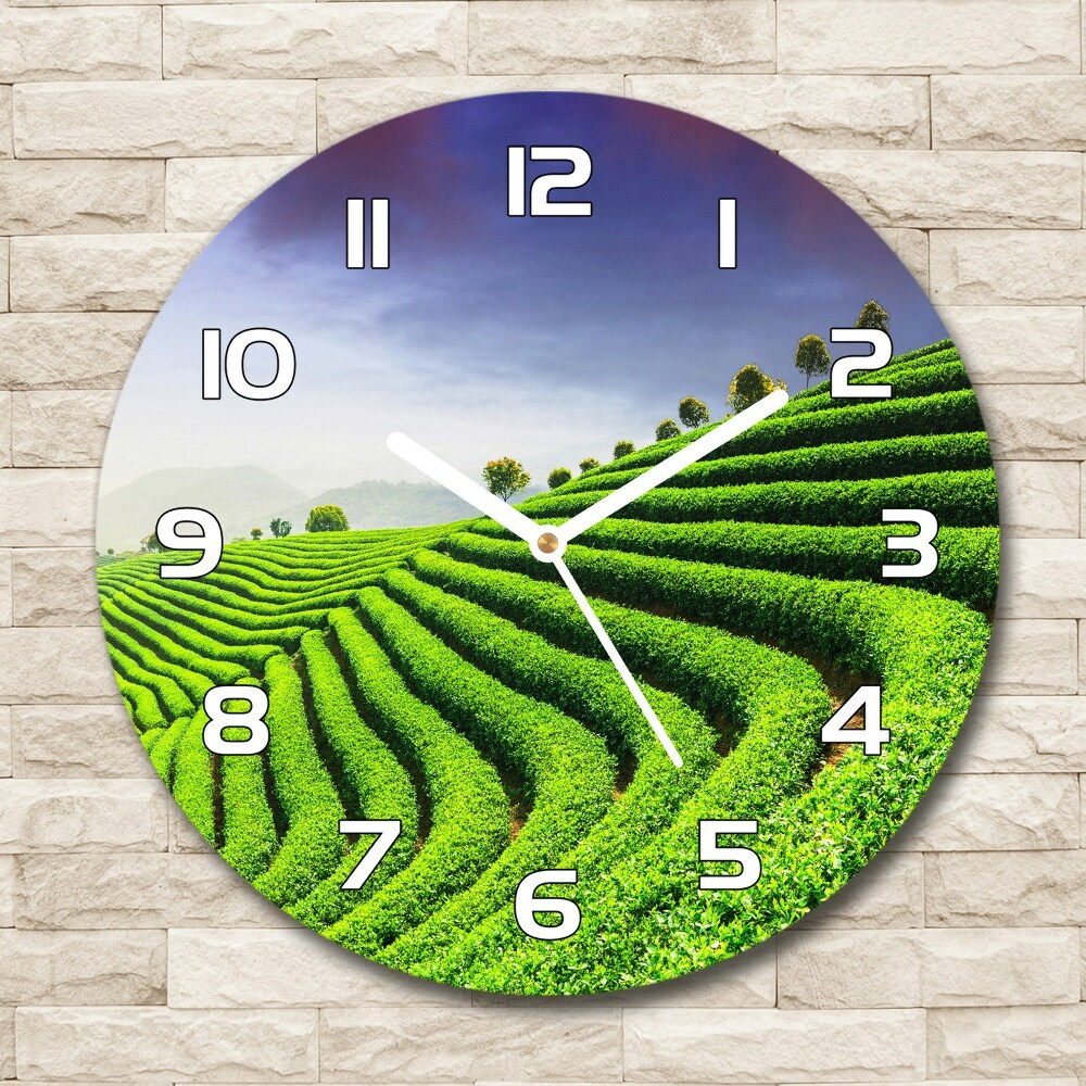 Sklenené hodiny okrúhle Plantace čaju