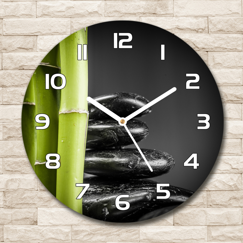 Sklenené nástenné hodiny okrúhle Bambus