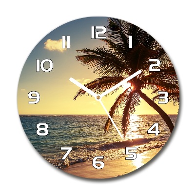 Sklenené hodiny okrúhle Tropická pláž