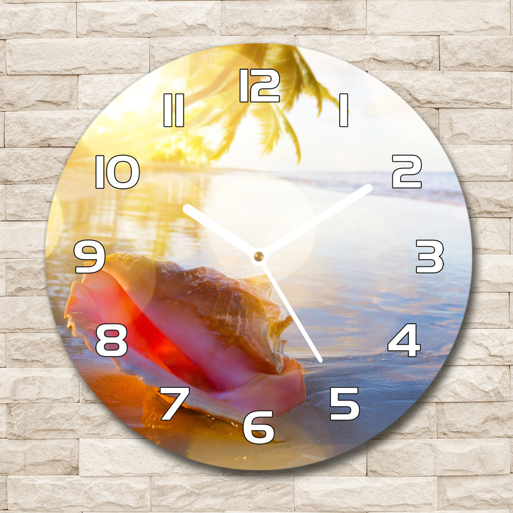 Sklenené hodiny okrúhle Mušle na pláži