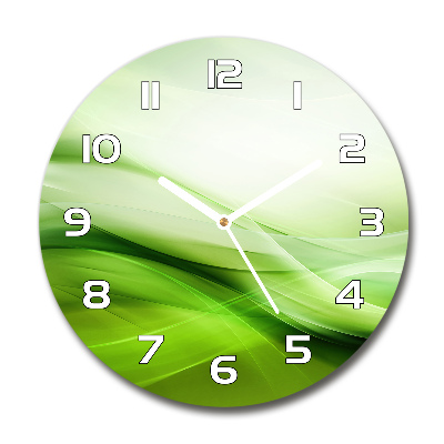 Sklenené nástenné hodiny okrúhle Zelenej vlny pozadie