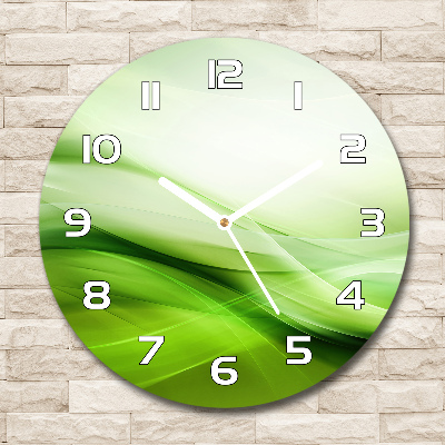 Sklenené nástenné hodiny okrúhle Zelenej vlny pozadie