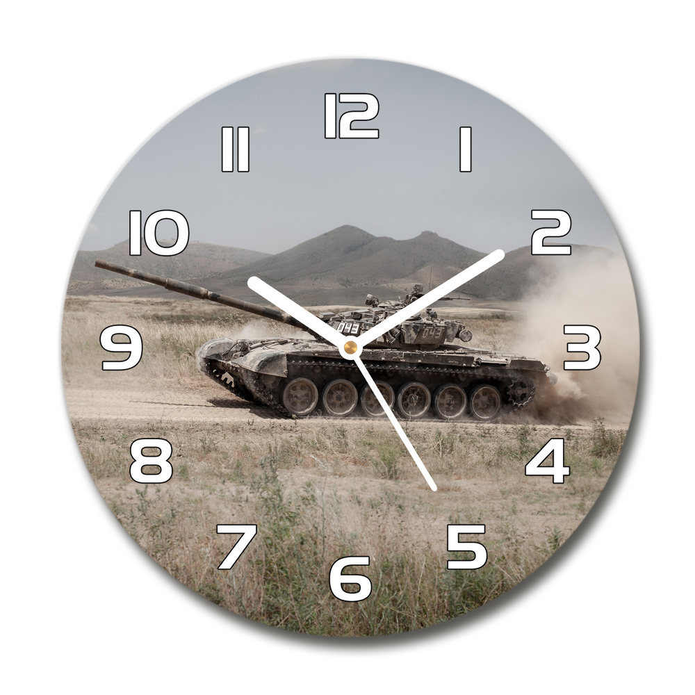 Sklenené hodiny okrúhle Tank na púšti
