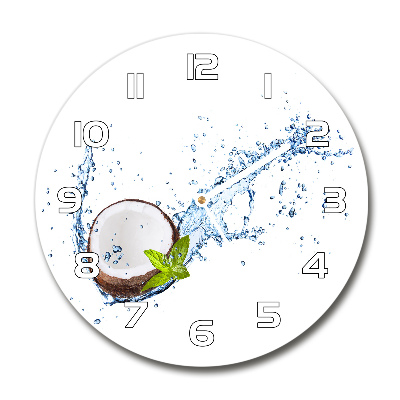 Sklenené hodiny okrúhle Kokos a voda