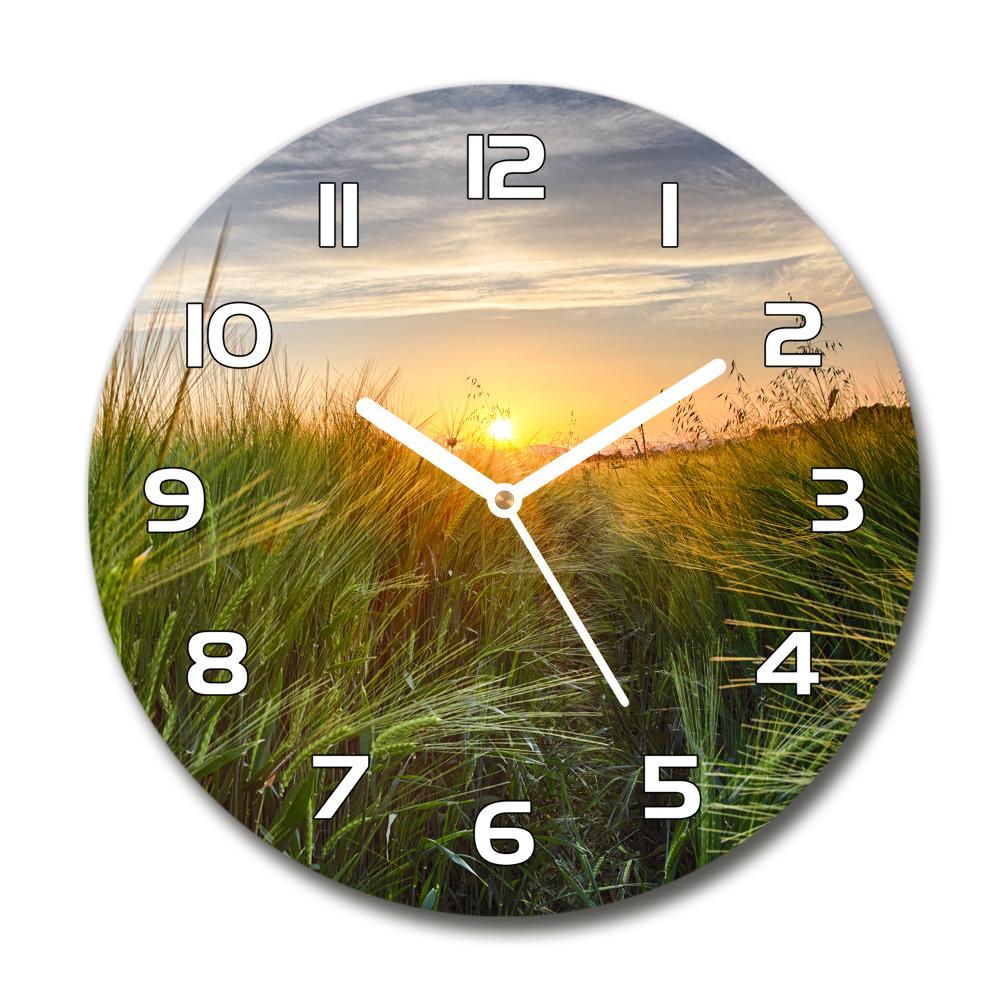 Sklenené hodiny okrúhle Pole pšenice