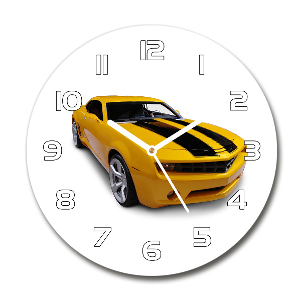 Sklenené hodiny okrúhle Športový automobil