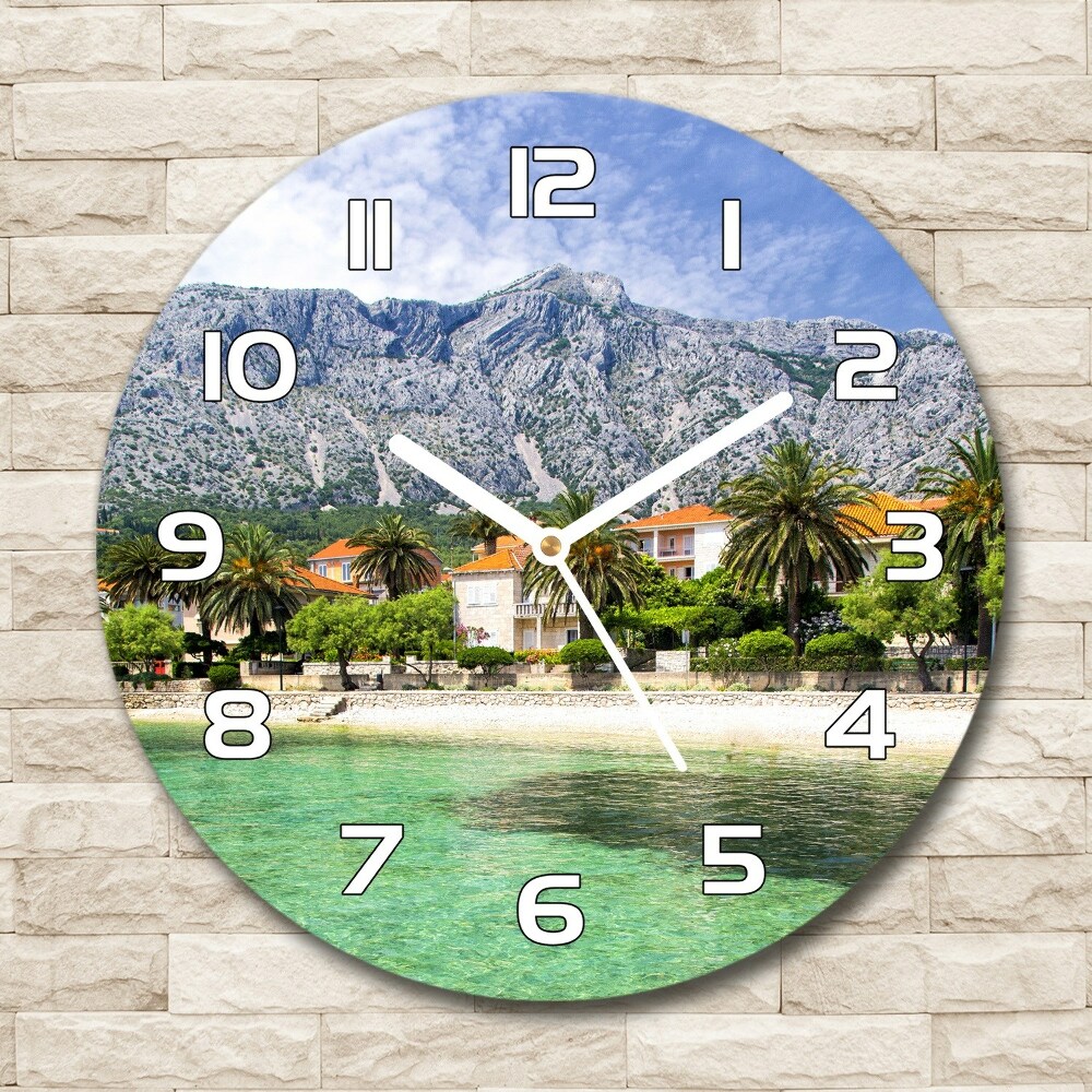Sklenené hodiny okrúhle Pláž v Chorvátsku