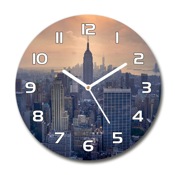Sklenené hodiny okrúhle Manhattnu Nev York