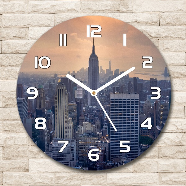 Sklenené hodiny okrúhle Manhattnu Nev York