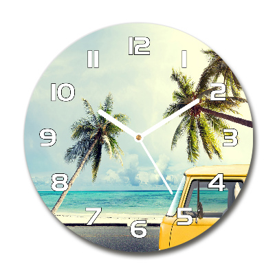Sklenené nástenné hodiny okrúhle Dodávka pláž