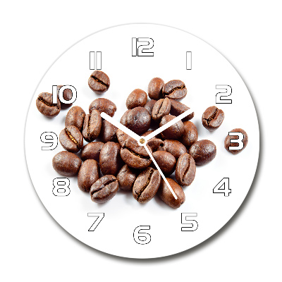 Sklenené nástenné hodiny okrúhle Zrnká kávy