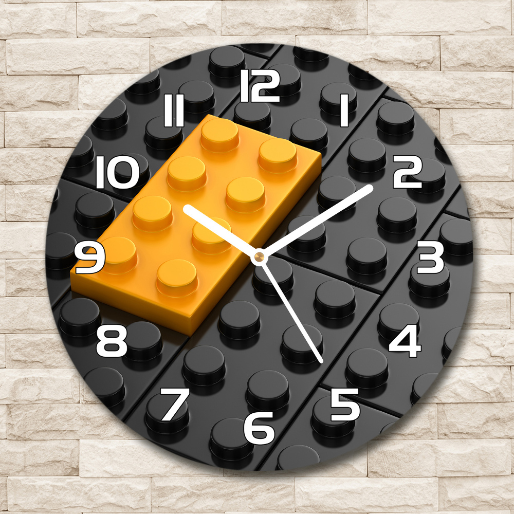 Sklenené hodiny okrúhle Lego